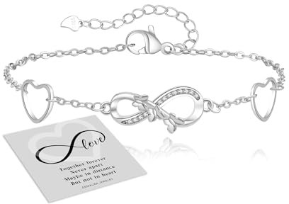 GEMAURA Silber 925 Damen Infinity Armband Mit Zirkonia, Verstellbares Gold Herz Unendlichkeitszeichen, Freundschaftsarmbänder Schmuck Geschenke Für Frauen