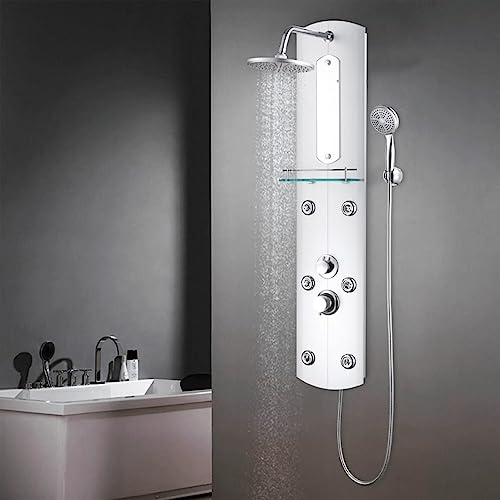 Xichuzi Duschpaneel, Duschsäule, Regendusche, Duscharmatur Regendusche, Duschsystem, Dusche Armaturen, Regenwasserdusche, 25×43×120 cm Silbern