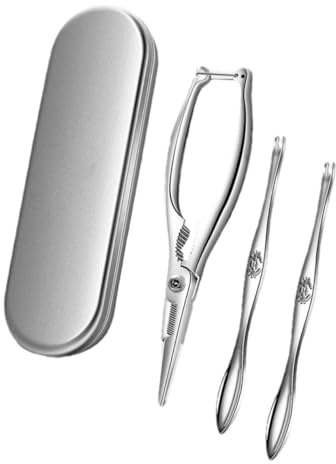 Cabilock Ensemble D'ustensiles Cuisine Boîte de Rangement Argentée en Acier Inoxydable Cuisine Pinces Pratiques et Réutilisables pour Crabe et Coquillages