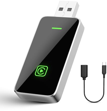 CMRDQD Carplay Wireless Adapter für iPhone,Upgrade Wired CarPlay auf Wireless, Smarte Sprachsteuerung, Plug&Play, USB/Typ-C, Stabile Steuerung Car Play Kabellos Adapter für Apple iOS 10+