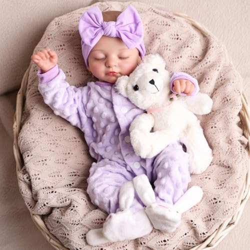 BABESIDE Reborn-Baby Mädchen – 17 Zoll große Schlafende Reborn-Puppe, lebensechte Babypuppe mit weichem Stoffkörper und Zubehör, Geschenk für Kinder ab 3 Jahren
