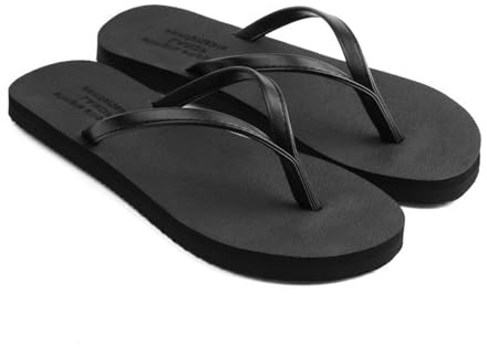Anseom Flip Flops für Damen Herren, Bequeme Strand Hausschuhe, Rutschfest Sandalen mit Fußgewölbe Unterstützung für Hause Strand (Schwarz, Erwachsene, Damen, 43, Numerisch, EU Schuhgrößensystem, M)
