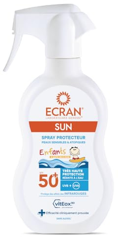 ECRAN® - Pistolet Protecteur Enfant - Très Haute Protection - Technologie vitEox80 - Vitamine E - Protection UVA, UVB, Lumière Bleue, Coups de Soleil - Protection Solaire SPF 50+ - Résistant à l'eau