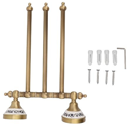 Etagere Salle de Bain, Antique en Cuivre Trois Tiges Rotatif Etagere Murale Salle de Bain pour Salle de Bains Cuisine (Three Rods)