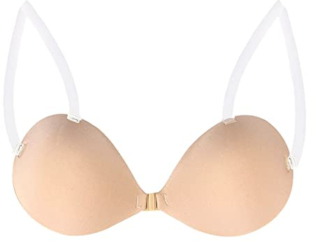 Luadnysin Soutien Gorge sans Bretelles Adhesif Push Up Dos Transparent Cache Teton Nu Invisible Bretelle Decollete Plongeant Soutien-Gorge Rembourré Petit Sein Gorgé Silicone Ado Coque Tetons Femme