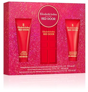 Elizabeth Arden Red Door, Cofanetto Trio Eau de Toilette 100 ml, Gel Doccia, Crema Profumata Corpo, Regalo per donna, Profumo floreale, Glamour ed Elegante