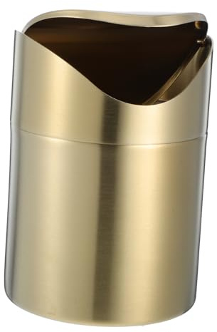 GETAJGHSD Poubelle En Inox Mini Ordures Poubelle De Comptoir Bureau De Table Simple Petite Avec Couvercle Corbeille Pour Petite Peut Litière Acier Inoxydable Doré