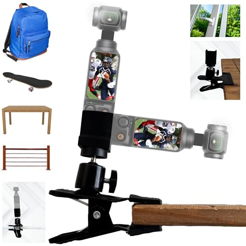 TronicXL Klemmstativ kompatibel mit OSMO Pocket 1 2 3 Halterung Tischplatte Rucksack Fenster Rucksackclip Adapter Zubehör für DJI Pocket OSMO Action Kamera