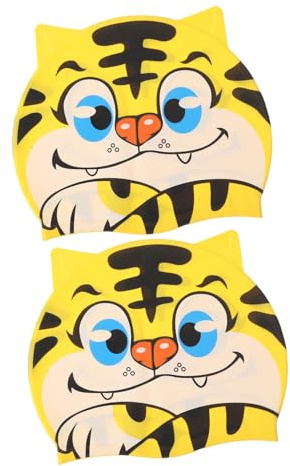 Mikinona 2 Piezas Gorro Natación Niña Gorro Baño Piscina Infantil Protección Cabello Elástico y Duradero Diseño Cartoon