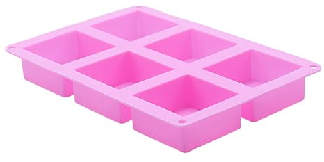 Pomurom Moldes de silicona para tartas, Molde de Silicona para Chocolate con 6 Cavidades para Hornear, Utensilios De Repostería Cuadrados Antiadherentes Para Arcilla, Jabón, Resina, Yeso, Y Cupcakes