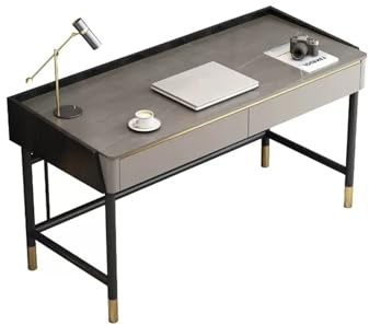 ZIGUIhsou-11 Work Desk Luxury Style Rock Slate Desk Modern Simple PC Desktop Table Student Home Bedroom Writing Gray Workbench(120 * 50 * 75cm)