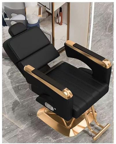 Vintage Friseurstuhl mit Kopfstütze, höhenverstellbar und neigbar, Salonmöbel für Damen und Herren, klassisches Retro-Design, Kunstleder, professioneller Styling-Stuhl