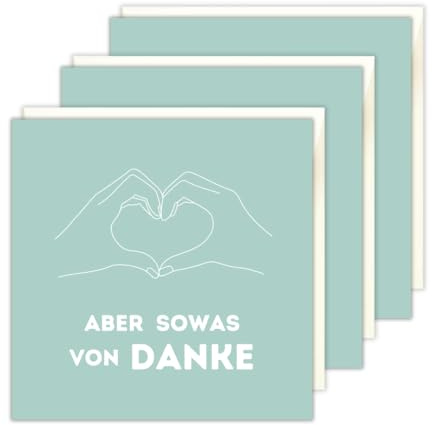Premium Dankeskarte 3er Set, Dankeschön Grußkarte, zum Abschied, für Hochzeiten, Freund, Freundin, Familie, Kollegen - stylische Grußkarte Sowas von Danke, quadratisch mit Umschlag (3 Stück)