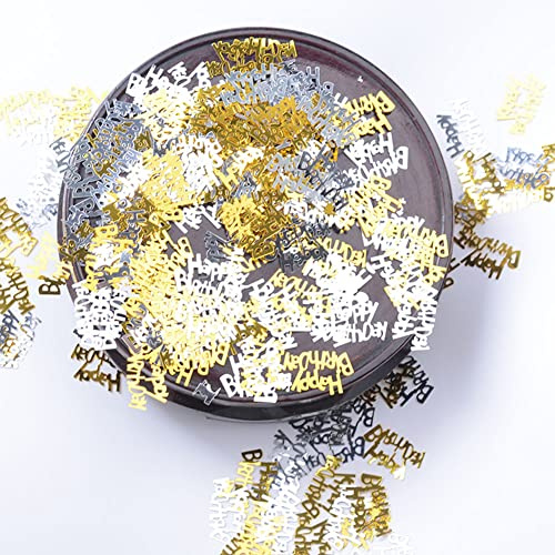 Plyisty Decorazione Decorativa per Coriandoli Sparsi per Festeggiamenti di Anniversario per Decorazioni da Tavola Durante Feste, Matrimoni, Realizzata in Materiale PVC Sicuro in Colore Oro, Argento