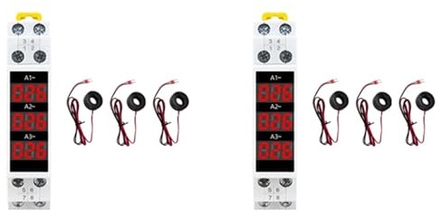 Zolynx 2X Montaggio su Guida DIN Amperometro Trifase Mini Misuratore di Corrente Modulare Indicatore LED Display Digitale Rilevatore Amperometro