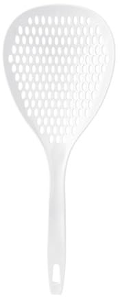 Scoop colino, cucchiaio per schiumarola in plastica Scoop colino Cucchiaio per pasta con fessura Colino da con manico lungo per la cottura della (Bianca)
