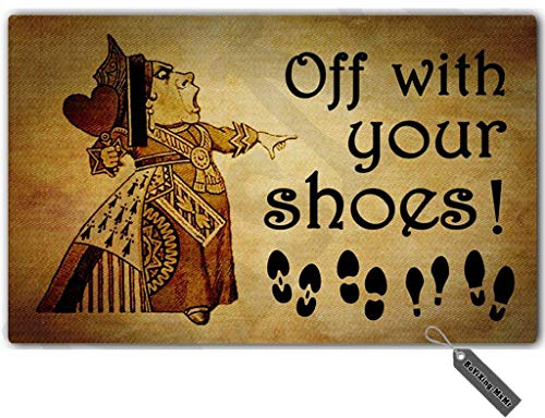 Msmr Zerbino da ingresso con scritta “Take off your shoes” (“Togliere le scarpe”), zerbino divertente, tappeto antiscivolo, 45,7 x 76,2 cm, lavabile in lavatrice, tessuto non tessuto
