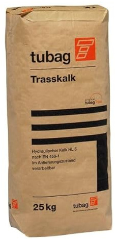Tubag TK Trasskalk HL 5 25 kg - Hydraulischer Kalk mit 55% Trass für Mauern, Fugen, Böden und Natursteine - Graubeige