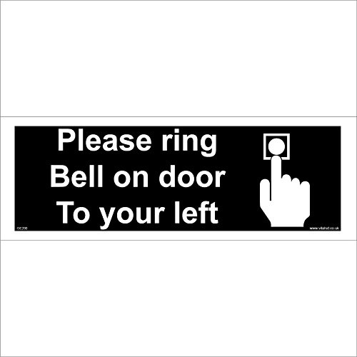GE200 Please Ring Bell On Door to Your Left Sign Direction Reception Button 150mm x 50mm Magnetic - Vehicle Grade