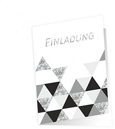 nikima Schönes für Kinder 10 edle Klapp-Einladungskarten Dreiecke Glitzer inkl. 10 weißen hochwertigen Briefumschlägen - Hochzeit Geburtstag Konfirmation Jubiläum