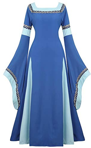 Josamogre Robes Déguisements Médiévale Renaissance Parti Costume Vintage Halloween Gothique Femmes Cosplay Bleu XL