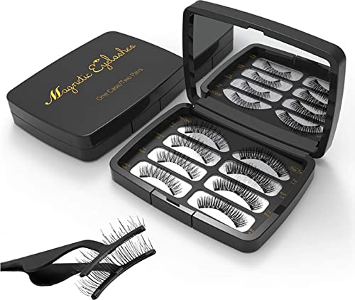 Magnetic Eyelashes,Reusable Magnetic False Eyelashes 3D 3 Magnets Extension Soft individual False Eyelashes No Glue With Tweezers for Women Makeup Natural Look 8 Pcs