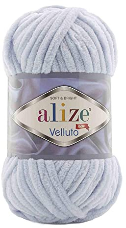 Alize 5 x 100 g Velluto Wolle 500 Gramm super Bulky Chenillegarn,Kuschelweich 100g, Kissen Babydecke etc (grau 416)