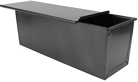HEMOTON Moule À Pain Rectangulaire Antiadhésif Avec Couvercle Coulissant 33 X 12.3 X 11 Cm Idéal Pour Boulangerie Maison Noir 750G