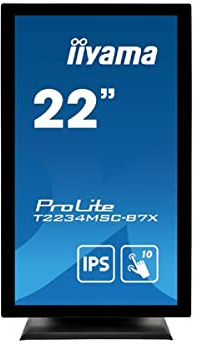 iiyama Prolite T2234MSC-B7X 54,6 cm (21,5) IPS LED-Monitor Full-HD 10 Punkt Multitouch kapazitiv (VGA, HDMI, DisplayPort) 7H, IP65 Front, Touch durch Glas, Anti-Fingerprint, schwarz