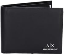 Armani Exchange A|X ARMANI EXCHANGE Armani Exchange Logo Smooth Leather Trifold W/Coin Pocket Wallet Black