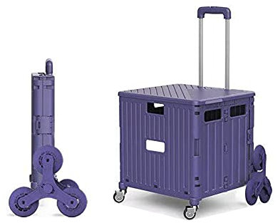 Carrello Della Spesa 45L / 65L Carrello Della Spesa 2 Ruote + 6 Ruote Grande Carrello Pieghevole Valigia Anziani Salire Le Scale Campeggio Supermercato Viaggio Picnic Trasporto Scatola Di Plastica