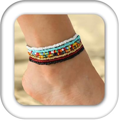 Zoestar Boho-Fußkettchen mit Perlen, Fußkette für Damen und Mädchen