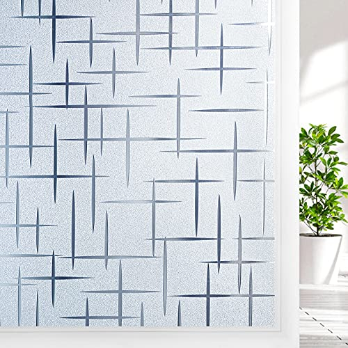 DOWELL Sichtschutzfolie Fenster Folie Sichtschutz Fensterfolie 44.5x300cm, Selbsthaftend Blickdicht Motiv Klebefolie Milchglasfolie Scheibenfolie für Bad Duschkabine Glastüren Badfenster Sterne