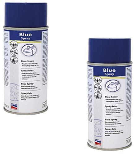 Agrochemica Kerbl - Spray blu, confezione doppia, 2 x 400 ml, protezione e cura per aree della pelle molto sollecitate e sensibili negli animali, per appoggiarsi sulle articolazioni