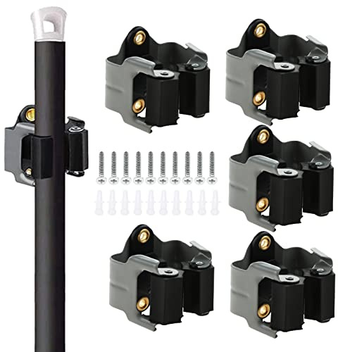 DRELD 5Pcs Broom Holders Wall Mounted, Heavy-duty Tool Brackets for Garage | Tool Storage Organizer Mop Tidy with Screws for Garden, Yard, Shed, Kitchen, Bathroom, Shovel, Rake, Brush, Drill, Trimmer
