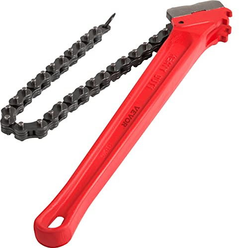 VEVOR Chiave a catena per tubo da 91,4 cm, resistente per filtro dell'olio e catenella, capacità da 11,5 a 19,5 cm, chiave a catena da 760 mm, lunghezza catena