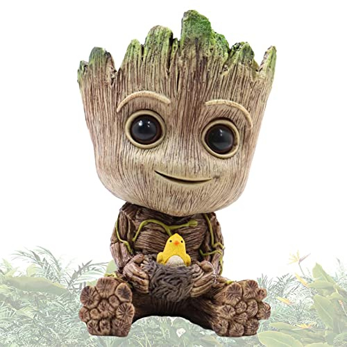 Tuzsocr Groot Bonsai Figur, Baum Mann Pflanztopf Sukkulente Figur für Pflanzen, Baby Groot - für Büro und Schlafsaal, Dekoration des Hauses (S)