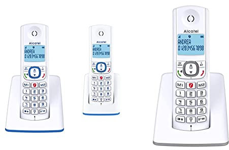Alcatel F530 Duo - Telephone sans Fil avec Blocage d'appels evolué, Mains Libres de qualité - Blanc/Bleu & F530 - Telephone sans Fil avec Blocage d'appels evolué, Mains Libres, Blanc/Gris