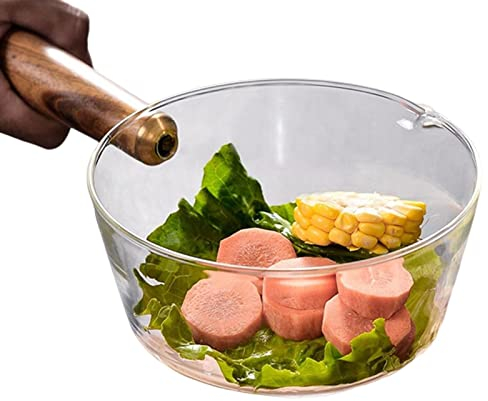 Casserole en verre transparent, , avec poignée en bois, fruits transparent, ustensiles cuisine pour cuisinières électriques à induction, cuisinières électriques en