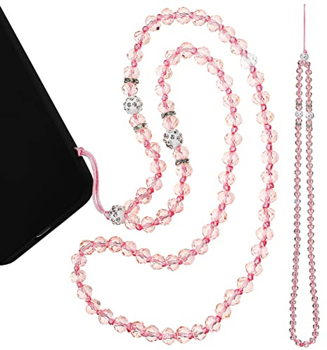 Gatuida Phone Charm, 2 Pieces Cell Phone Lanyard Strap Phone Charm Bling Crystal Beads Hand Wrist Lanyard Strap Beaded Womens Wristlet
