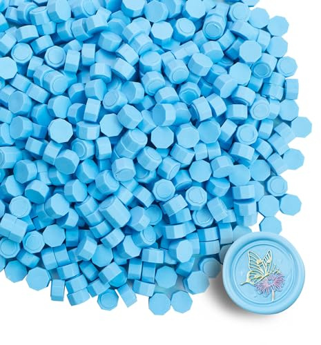 Tomgenrine Premium Siegelwachs-Perlen - 520 Stück in Blau für Briefe, Grußkarten, Weinflaschen & Bastelarbeiten | Hochwertige Qualität für Hochzeitseinladungen, Party-Deko & DIY-Projekte