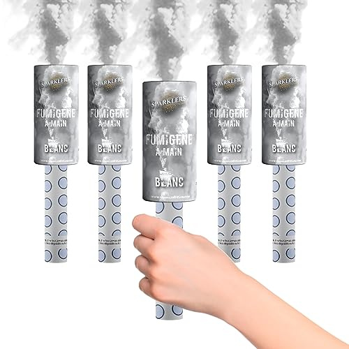 Sparklers Club Fumigène Torche Main Blanc 45s Mèche Lot de 5 T1 | Fumée Blanche Dense, Déclenchement Mèche, 45 Secondes Durée, 60-90 m3 Fumée, Distance Sécurité 8m, Catégorie T1, Lot de 5