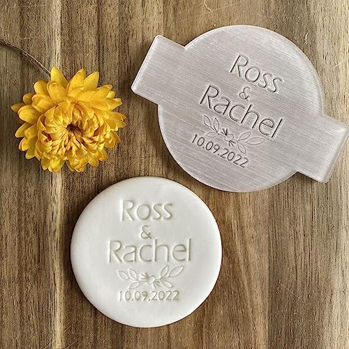 Personalisierte Fondant Name und Datum Hochzeit Präger Custom Cookie Keks Stempel Zuckerguss Schablone Kuchen Dekorieren Cupcake Dekoration