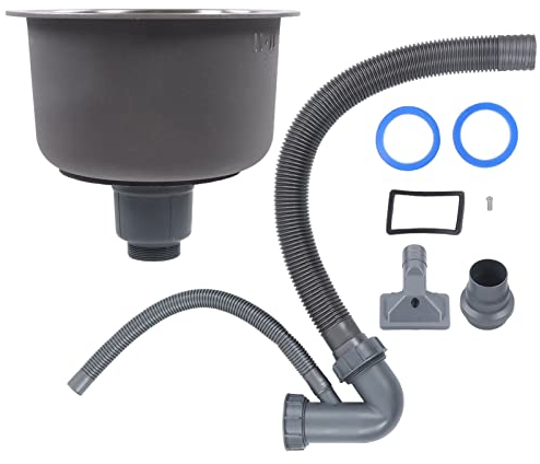 HEEPDD Kitchen Round Sink Bar Single Drainpipe Fitting Stainless Steel Basin Bowl Accessories Mini Stainless Steel Plastic for 30Cm Diameter Commercial Sinks