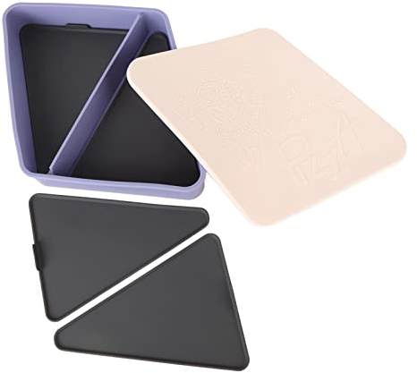 OQHAIR Recipiente de Silicona para Almacenamiento de Pizza, Forma Cuadrada, calentable, Reutilizable, Ahorro de Espacio y sobras de rebanadas de Pizza para picnics (Verde Menta con Tapa a