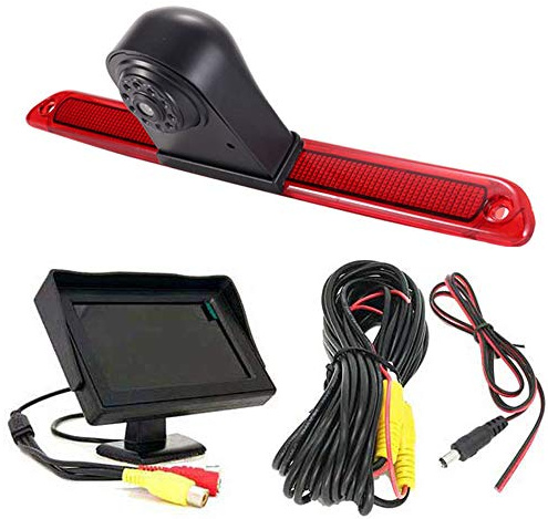HD Bremsleuchte Rückfahrkamera Set mit 4.3 Zoll LCD Monitor, Van Wasserdichte Nachtsicht Auto Dach Rückfahrkamera Ersatz für Mercedes Sprinter W906 W907 W910 316 CDI/VW Crafter Caravelle 2007-2015