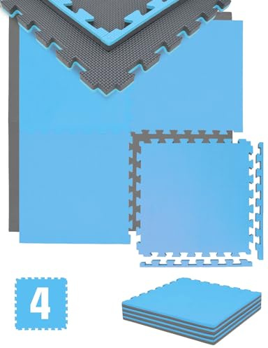 eyepower Extra dick: 2cm Fitnessmatte - 4er Set 50x50cm Bodenschutzmatte Gym Matte - Unterlegmatte für Hantelbank Kraftstation Fitnessgeräte EVA Bodenmatte Puzzlematte Sportmatte Homegym Schutzmatte