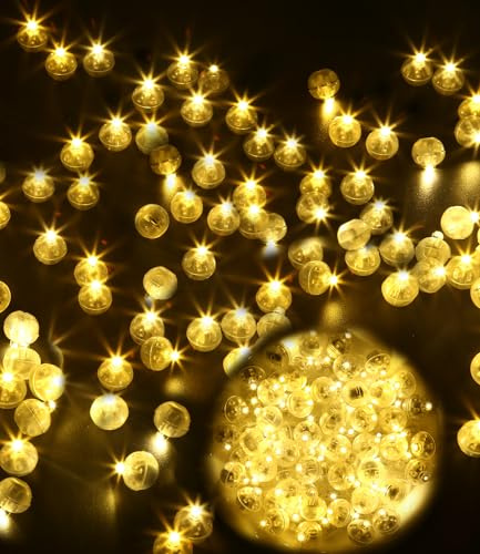 SOBEAU 150 Stück LED Ballons Lichter,Mini Led Ballonlichter Bunte Runde,LED-Ballon-blinkende Party lichter,Geeignet für Geburtstag, Hochzeit,Halloween, Weihnachten Dekoration (warmes Weiß), FGQIQ15
