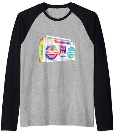 Ghetto Blaster Boombox Radio Hip Hop Musik Tie Dye Raglan
