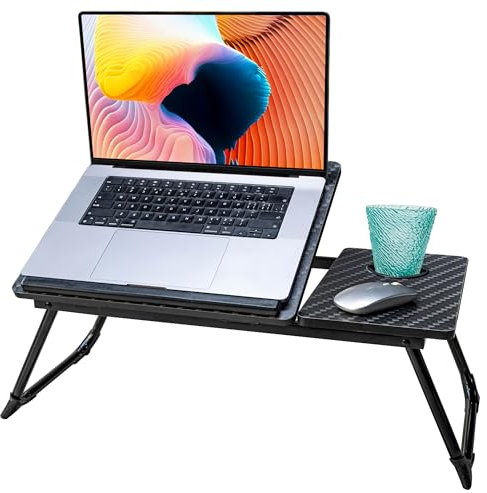 Laptop Desk, Laptop Bed Table with Foldable Legs & Cup Slot, Reading Holder Notebook Stand Breakfast Bed Tray Book Holder for Sofa, Bed, Terrace, Balcony (Black-2)